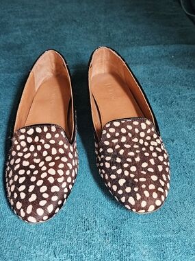 J.Crew Cora Leopard Calf Hair Flats Size 6.5 Women